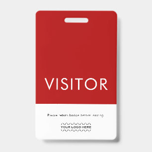 Custom Logo Visitor Badge Red ID Badge