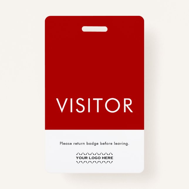 Custom Logo Visitor Badge | Red ID Badge (Front)