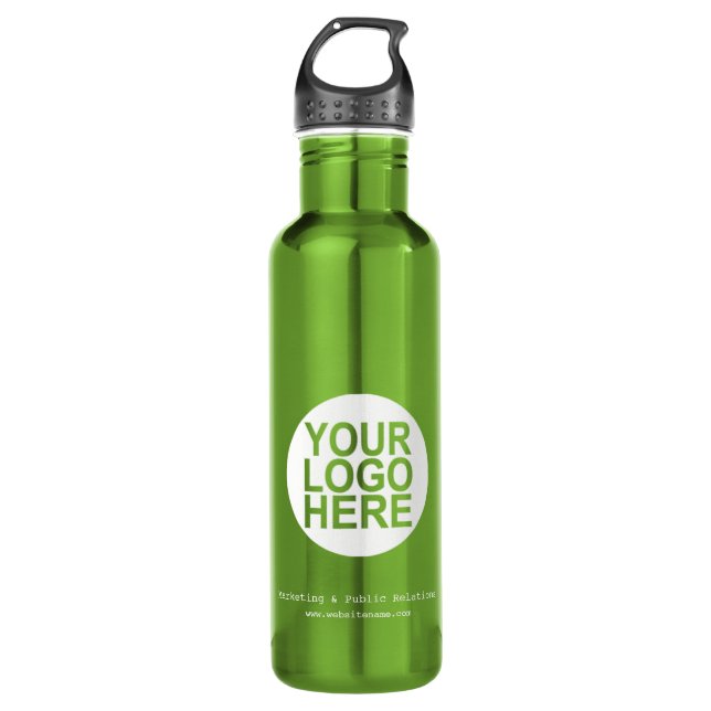Custom Logo Water Bottle with Handle Green 24 oz (Front)