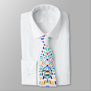 Custom logo wavy colourful rectangles on white tie