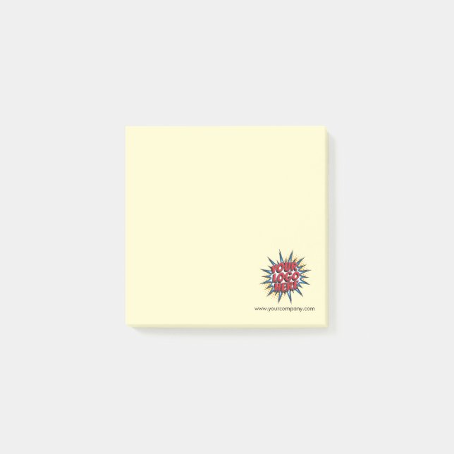 Custom Logo & Website Info Yellow Post-it Notes (Front)