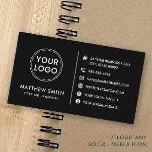 Custom logo website social media modern black business card