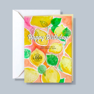 Custom Logo Whimsical Colourful Lemons Birthday Card