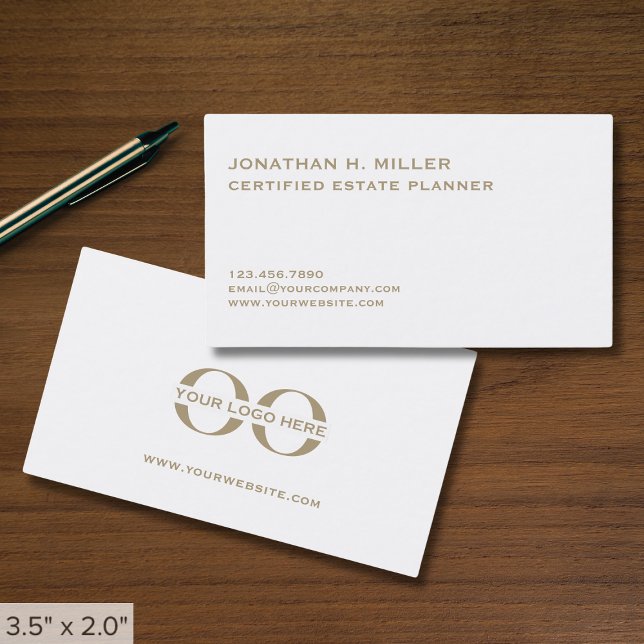 Custom Logo White and Gold Business Card (Creator Uploaded)