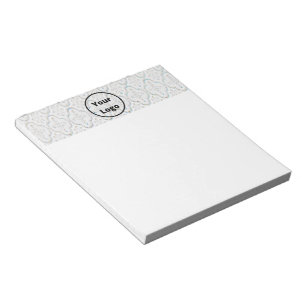 Custom logo white baroque print notepad