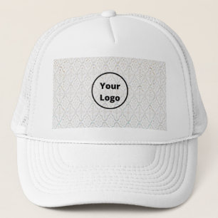 Custom logo white baroque print trucker hat