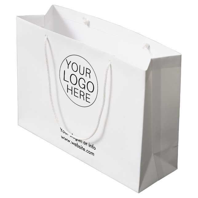  Custom Logo White Gift Bag for Businesses  (Back Angled)