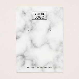 Custom logo white marble earring display card