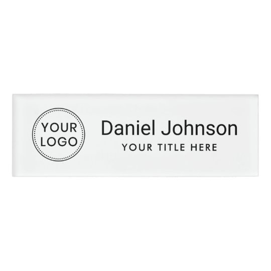 Custom logo white professional magnetic name tags | Zazzle.co.uk