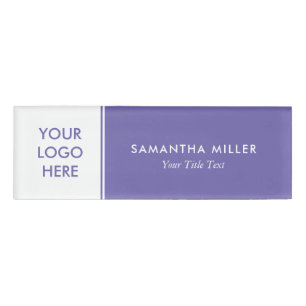 Custom Logo White & Purple Monogram Name Tag