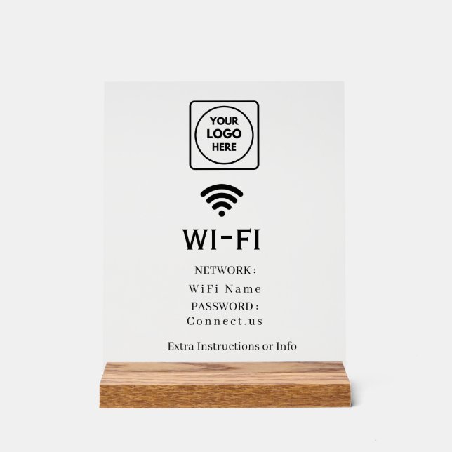Custom Logo Wi-Fi Network Password Display Sign (Front)