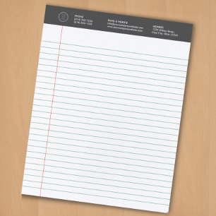 Custom Logo Wide Ruled Tear-out Business Writing Notepad