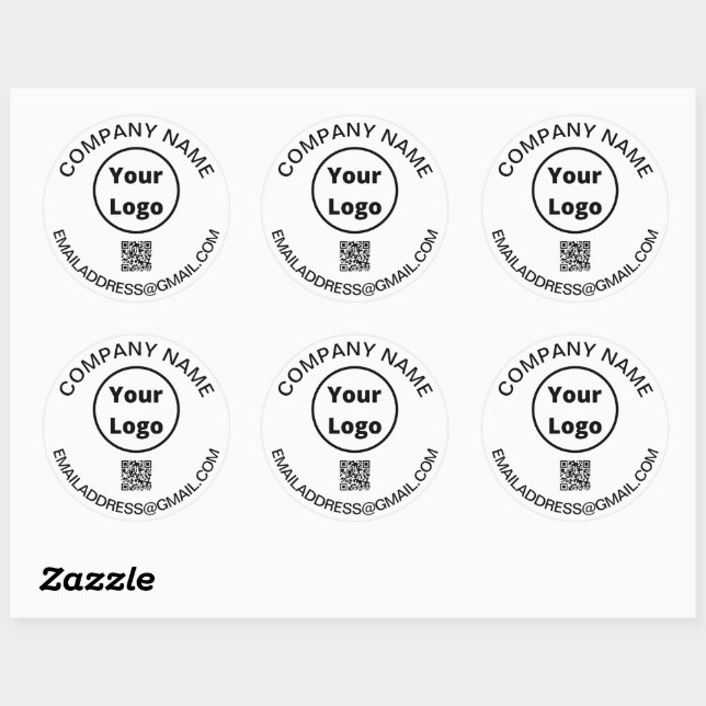 Custom logo with QR Code and Email Classic Round Sticker (Sheet)