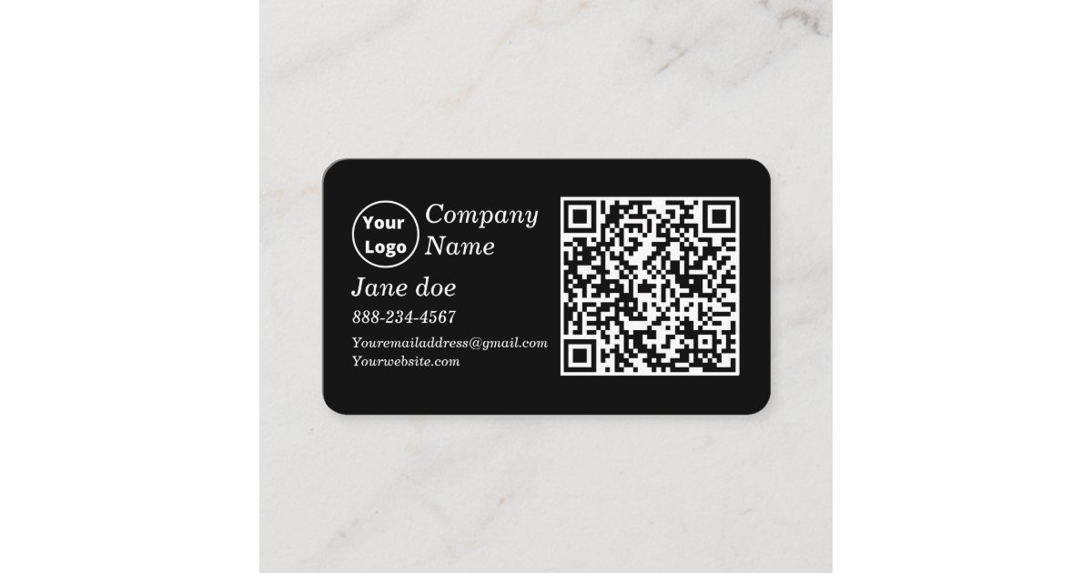 Custom logo with QR code and social media icons Bu Business Card | Zazzle