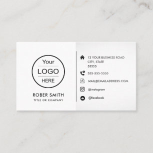 Custom logo with social media icons business card