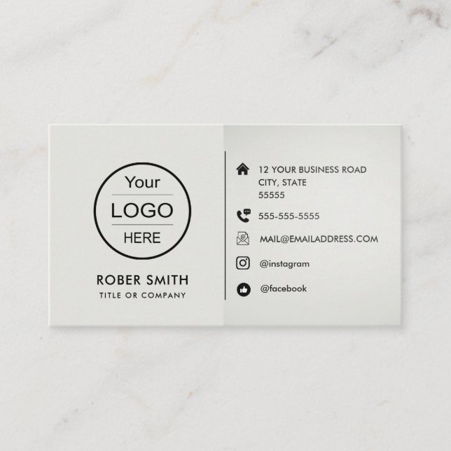 Custom logo with social media icons business card (Front)