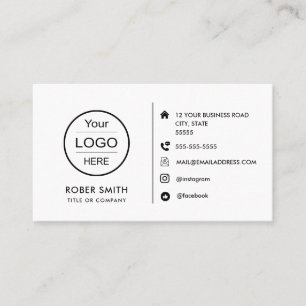 Custom logo with social media icons business card