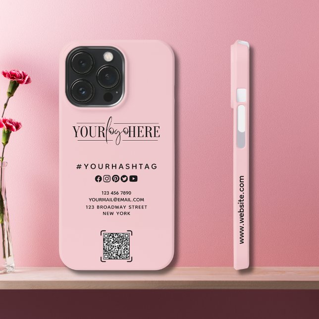Custom Logo With Social Media Icons Business iPhone Case (Creator Uploaded)