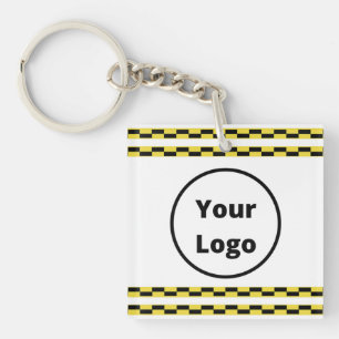 Custom logo yellow and black blocks key ring