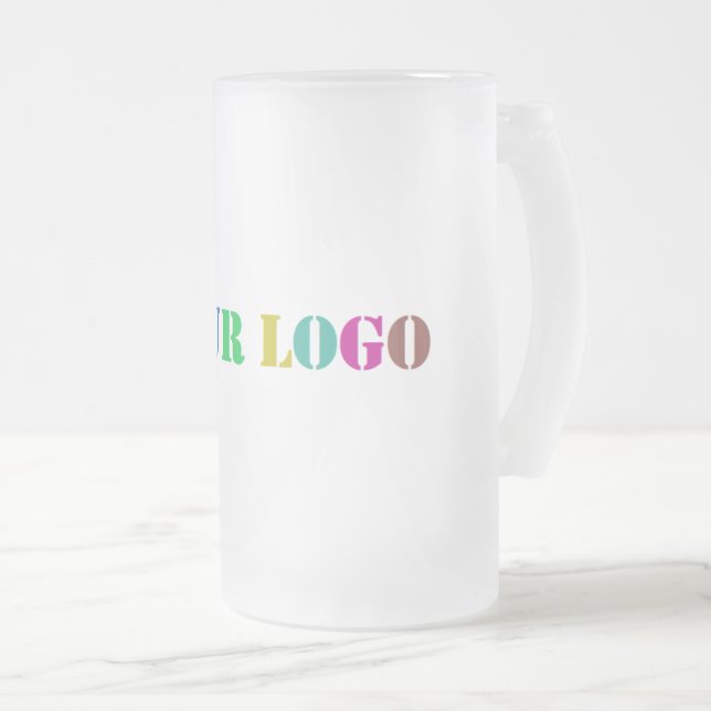 Custom Logo Your Business Frosted Glass Beer Mug (Front Right)