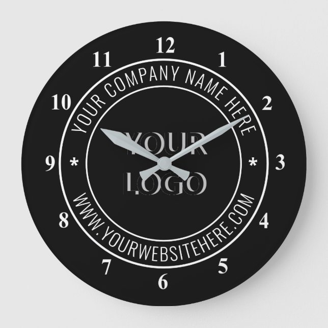 Custom Logo Your Business Office Stamp Personalise Large Clock (Front)