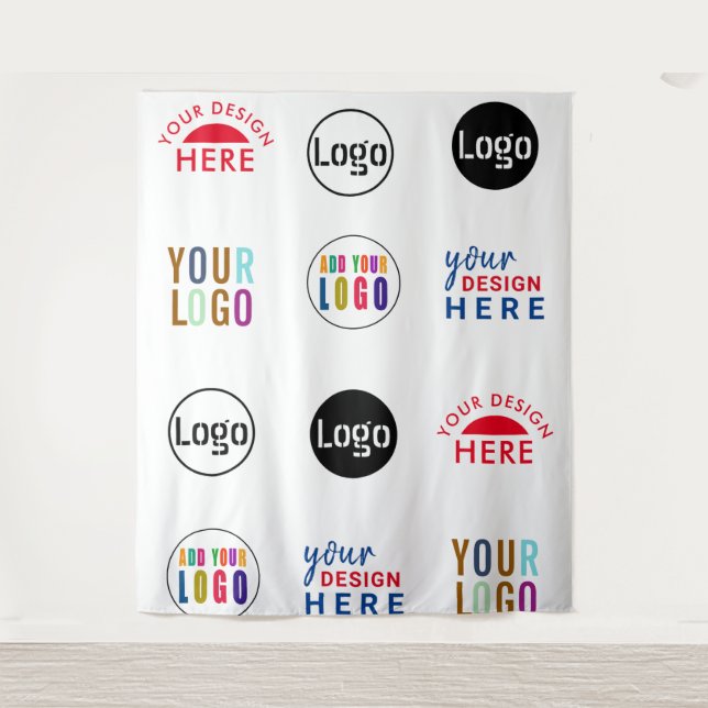 Custom Logos Event Backdrop Step and Repeat Tapestry (Front)