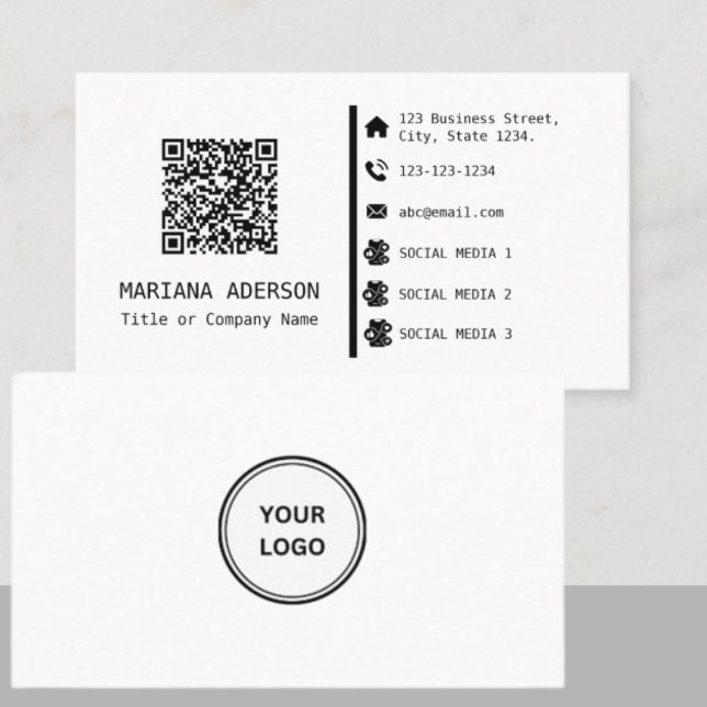 Custom Logos, Social Media Icons, and QR Code Business Card (Creator Uploaded)