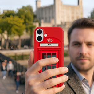 Custom London Red Phone Booth iPhone 16 Case