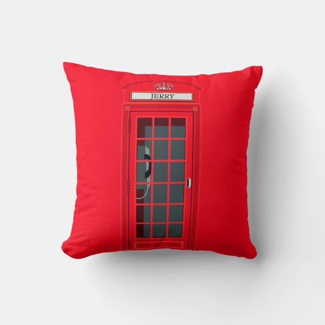 Custom London Red Phone Booth Cushion (Front)