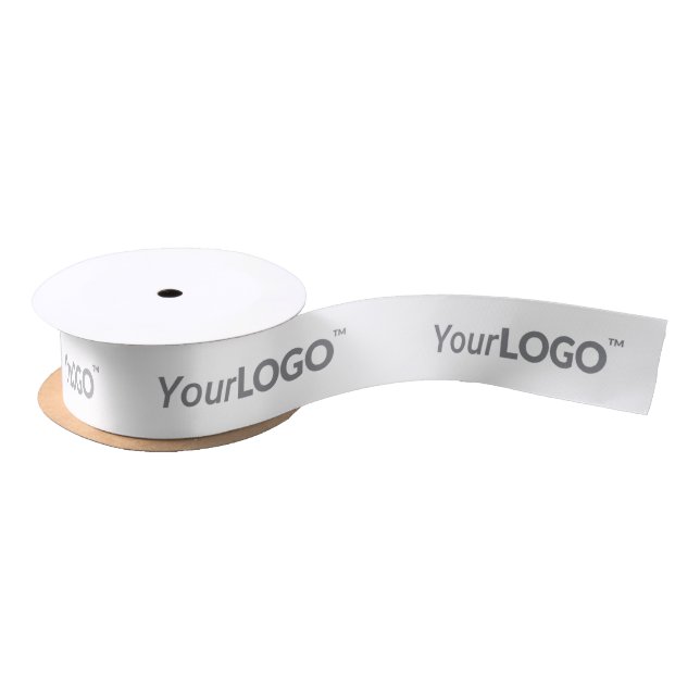 Custom Long Text Logo Business Branding White Satin Ribbon (Spool)