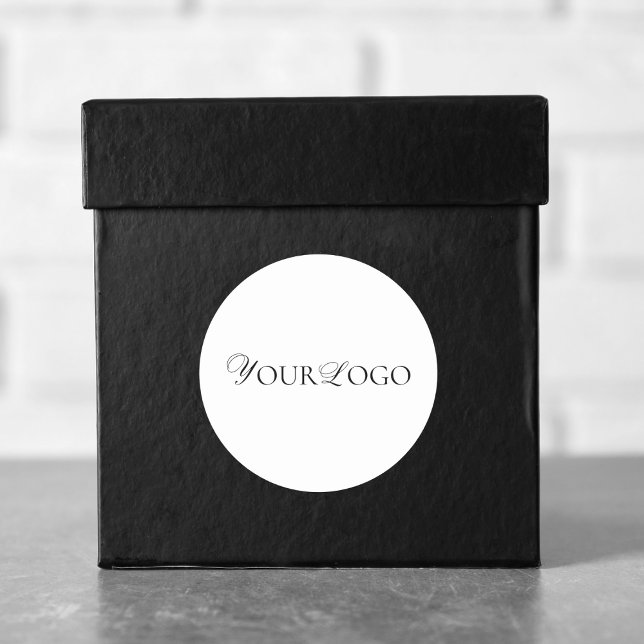 Custom Long Thin Business Logo Minimalist Plain Classic Round Sticker (Creator Uploaded)