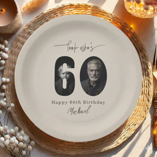 Custom Look Who’s 60 Birthday Photo Plate (Creator Uploaded)