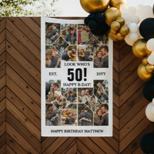Custom Look Who's 50 Happy Birthday Photo Collage Banner