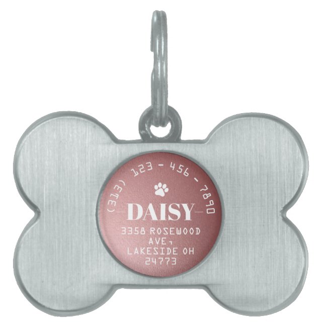 Custom Lost and Found Bone Pet Tag ID (Front)