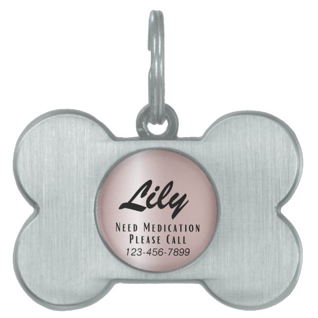 Custom Lost Dog Tag  Medical Emergency  (Front)