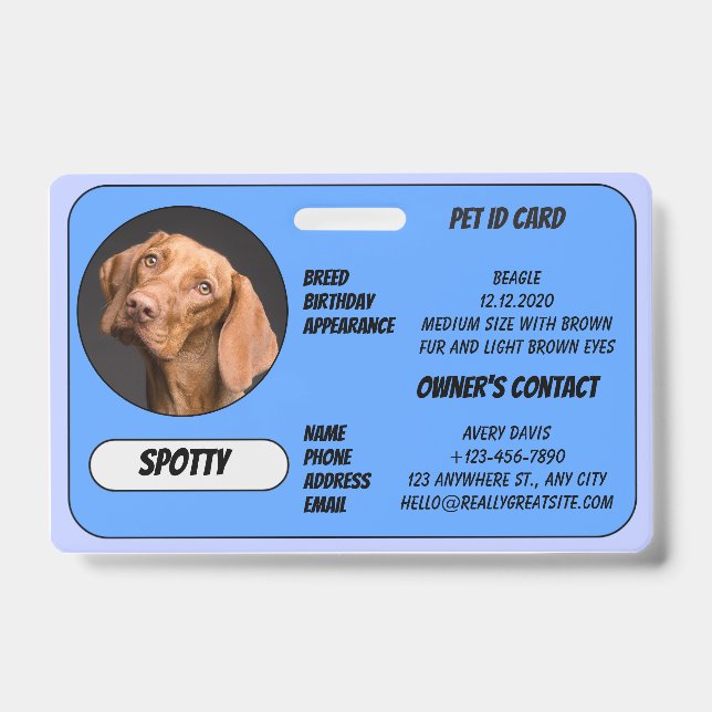  Custom Lost Pet Found Photo ID Card Badge (Front)