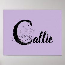 Custom Lotus Flower Monogram Letter C Nursery Art 