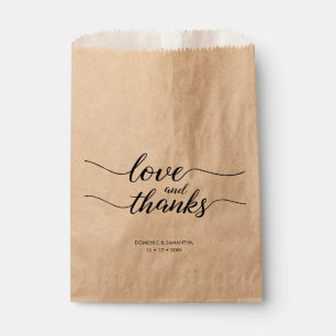 Custom Love and thanks Script Wedding treat Favour Bags
