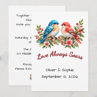 Custom Love Birds Watercolor Wedding Anniversary Invitation