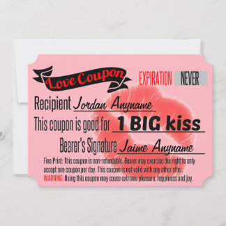 CUSTOM Love Coupon for BIG KISS