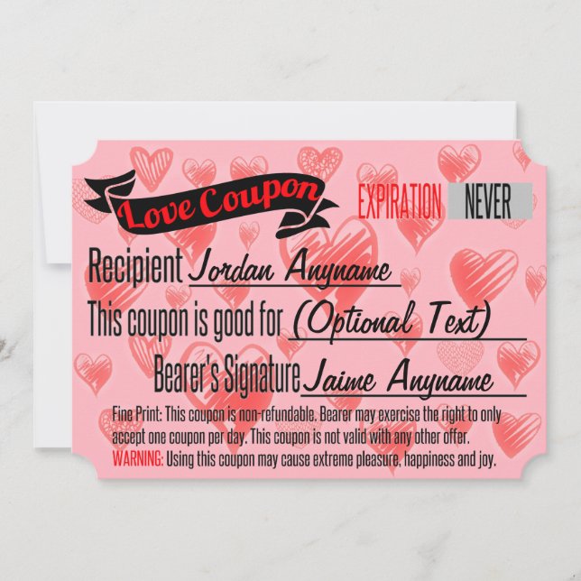 CUSTOM Love Coupon for BLANK Invitation (Front)