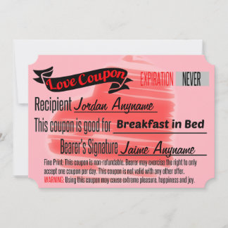CUSTOM Love Coupon for BREAKFAST IN BED