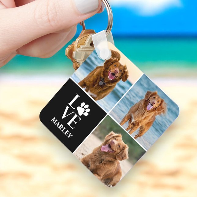 Custom Love Dog Lover Name Photo Collage Pet Key Ring (Creator Uploaded)