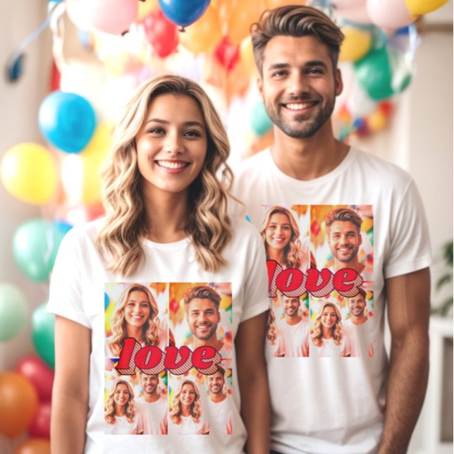 Custom love filtered picture x4 T-Shirt (Love typography custom photo tee)