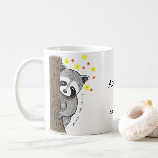 Custom Love Gift I secretly admire you Raccoon  Coffee Mug (With Donut)