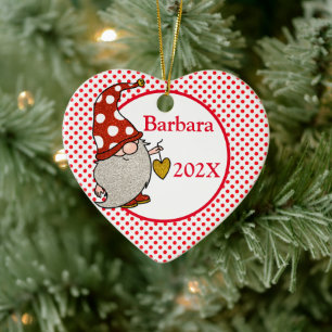 Custom Love Gnome Christmas Tree Ceramic Tree Decoration
