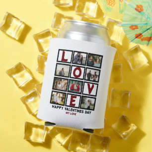 Custom Love Happy Valentines Day 8 Photo Collage C Can Cooler