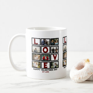 Custom Love Happy Valentines Day 8 Photo Collage Coffee Mug