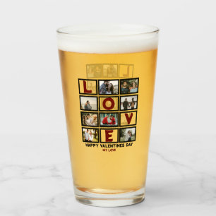 Custom Love Happy Valentines Day 8 Photo Collage Glass