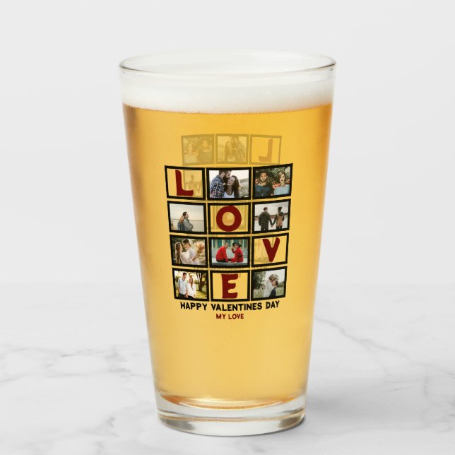 Custom Love Happy Valentines Day 8 Photo Collage Glass (Back Filled)